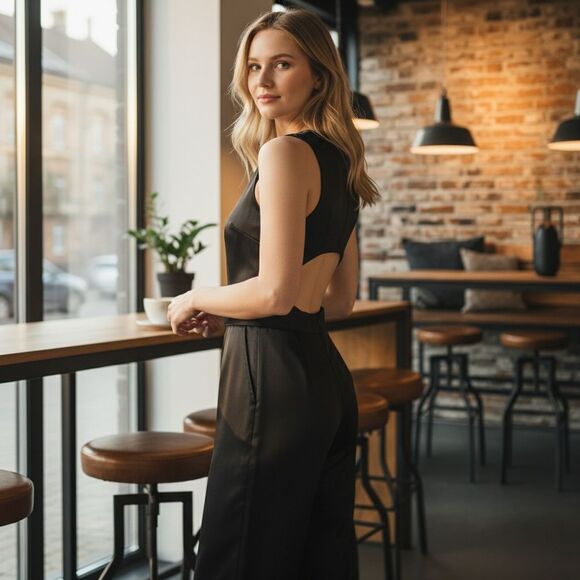 Victoria's Secret Satin Halter Jumpsuit- Size XLarge -EUC $128 retail - Picture 3 of 11